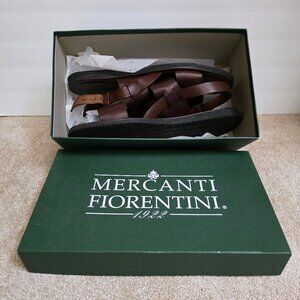 Mercanti Fiorentini Brown/Cognac Double Straps, Men's Leather Sandals, Size 13